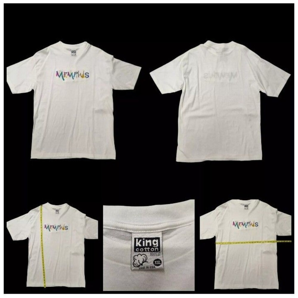 Vintage Memphis TN. Embroidered Graffiti T-Shirt XXL Made In USA King Cotton